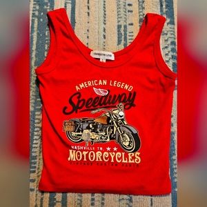 Womens cropped tank top motorcycle red size L